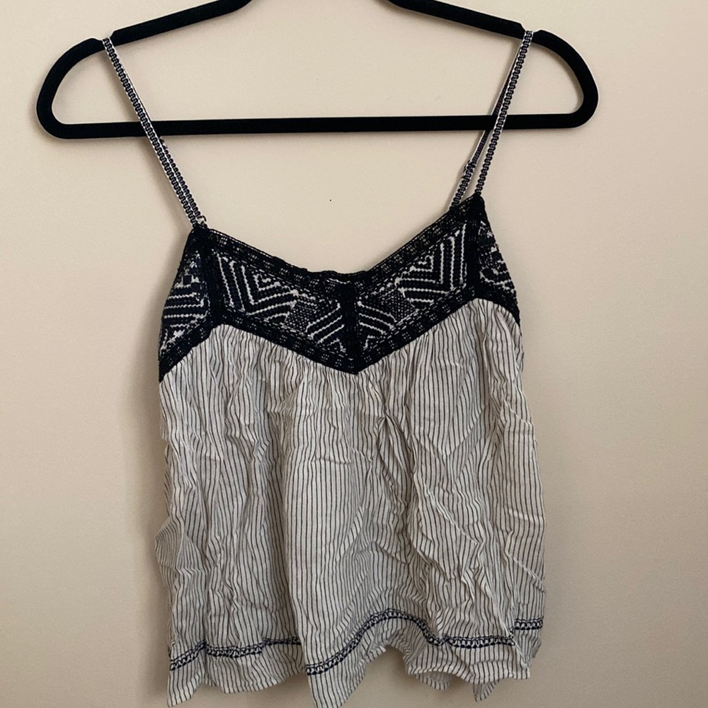 stripe and embroidered top